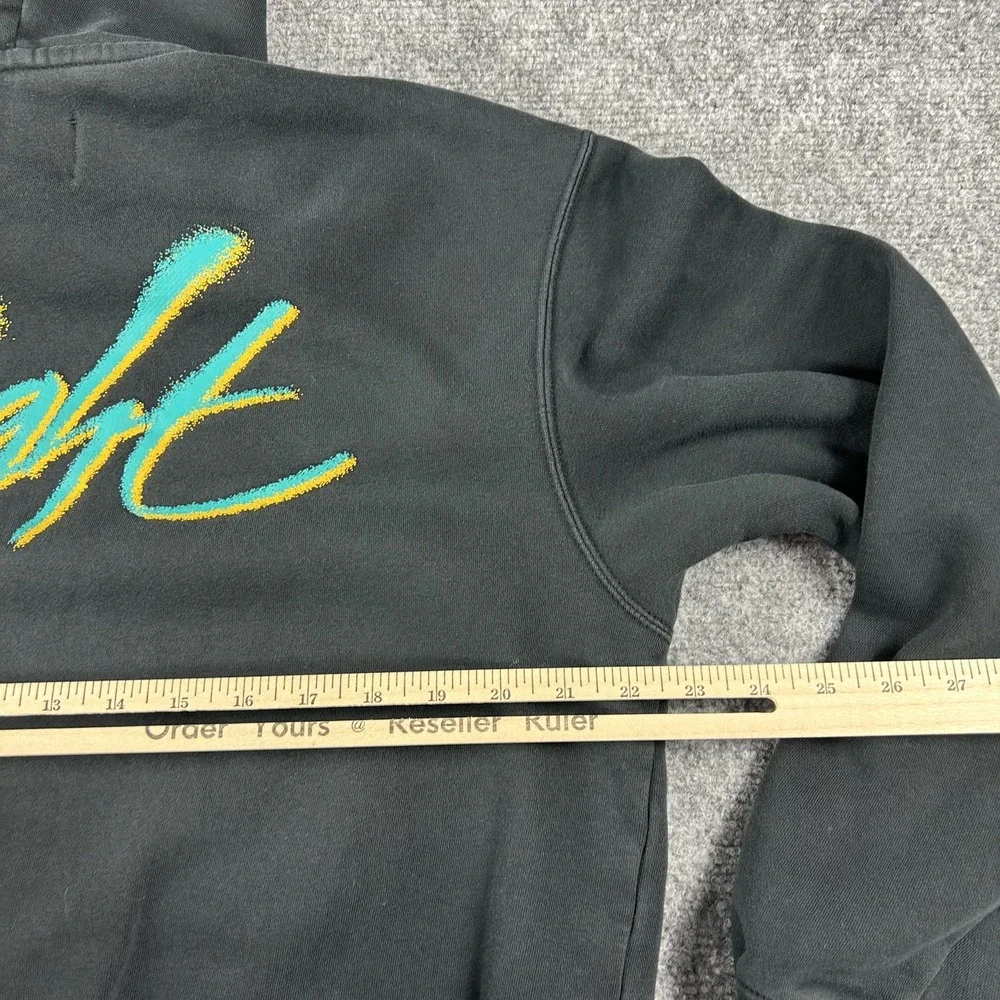 Jordan Flight Hoodie Mens Medium Black‎ Teal Script Logo Pullover Sweatshirt